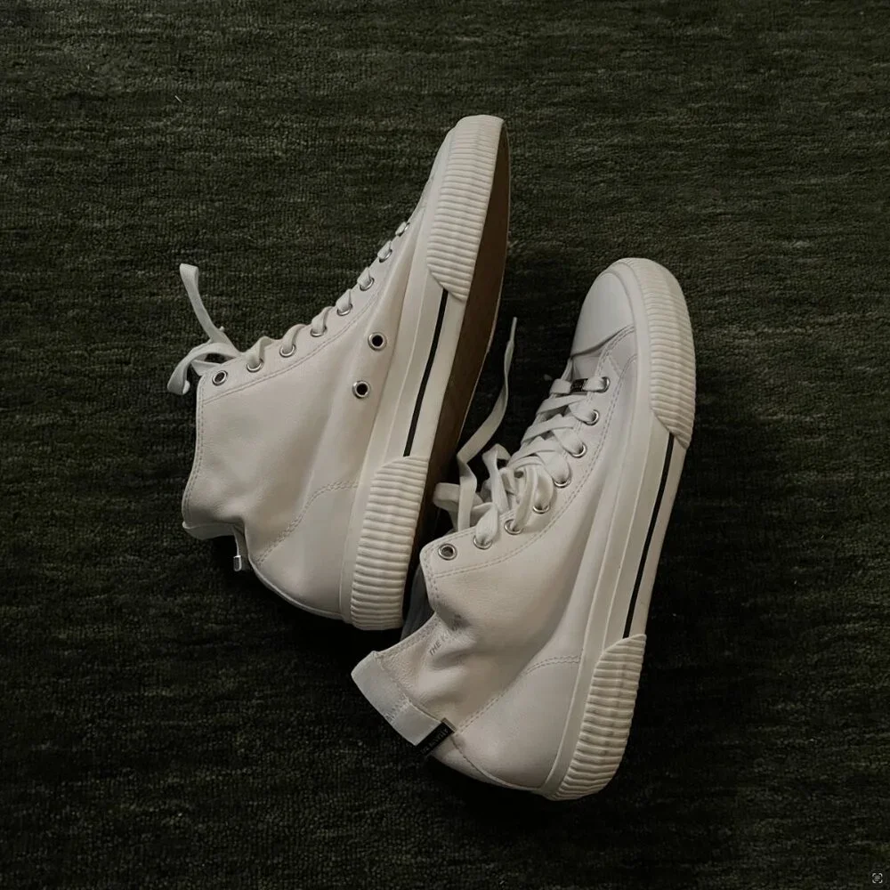 The Kooples White Smooth Leather High-Top Sneakers Men’s Size 10 Street Style - Picture 5 of 9